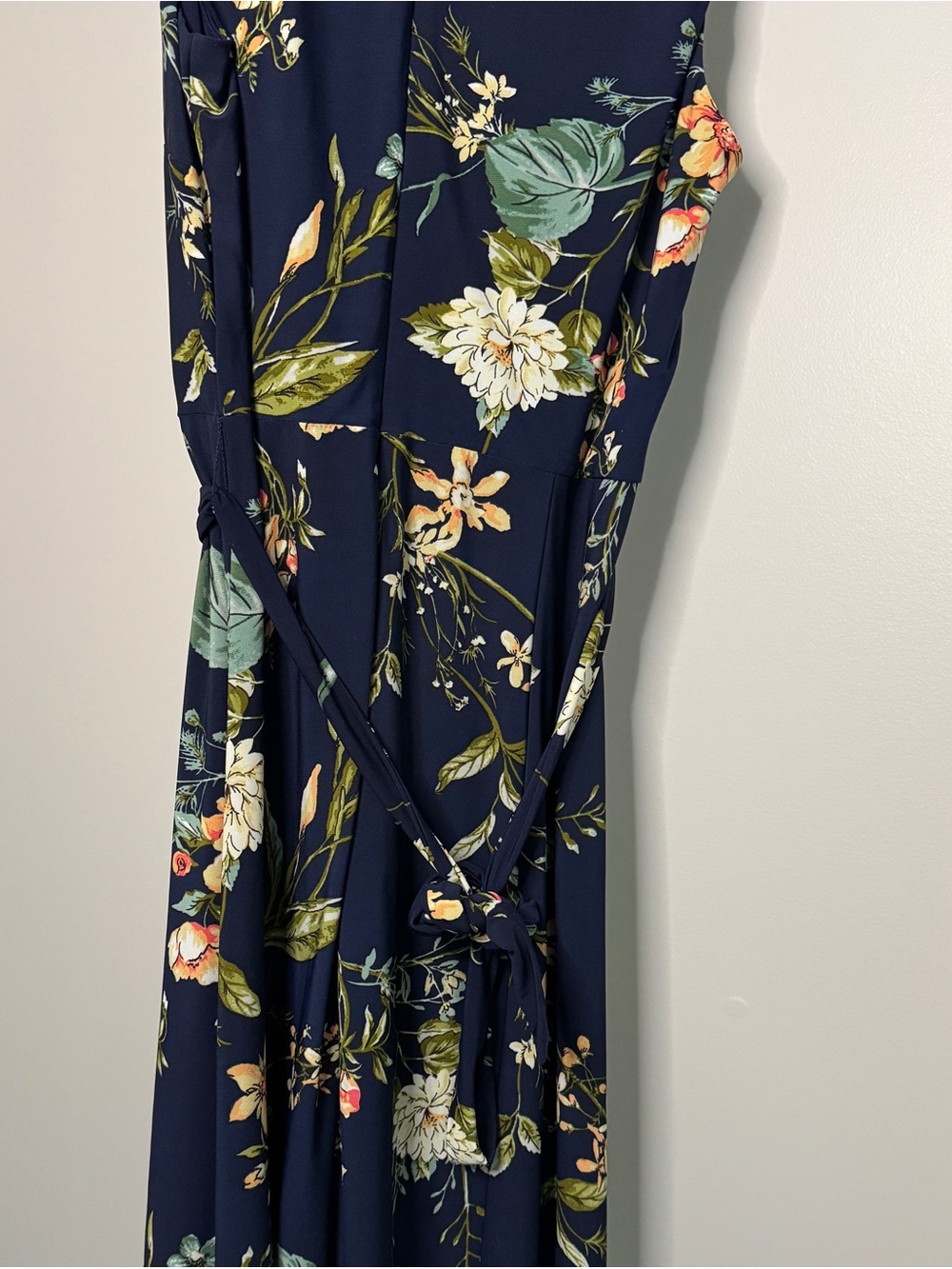 Sleeveless Navy Floral Midi Dress - Picture 5 of 6